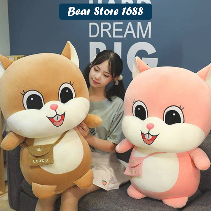 Gấu Bông Gối Ôm Sóc Đeo Túi Đáng Yêu Dễ Thương Vải Nhung Cao Cấp Co Giãn 4 Chiều
