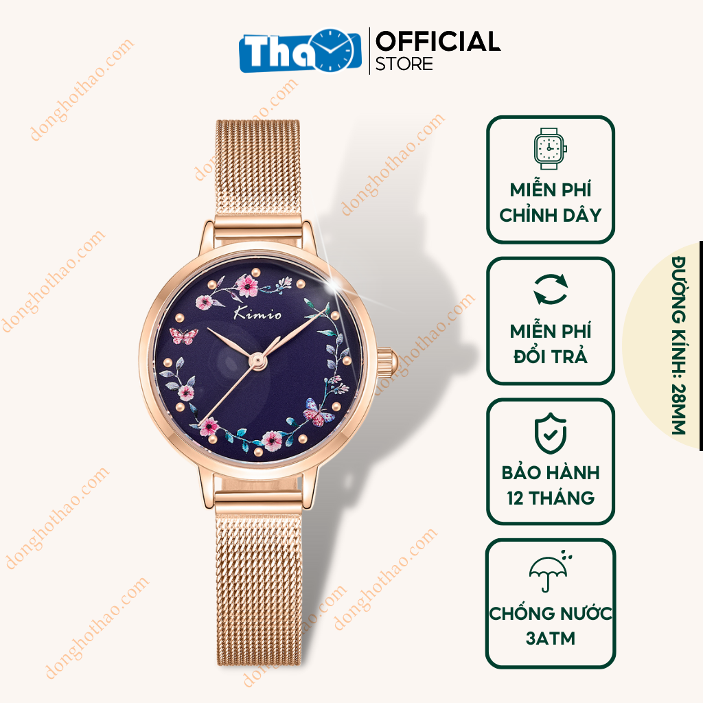 Đồng hồ nữ dây lưới kimio chính hãng thời trang kiêu sa thơ mộng đồng hồ thảo dhtkm51 kimio 6509
