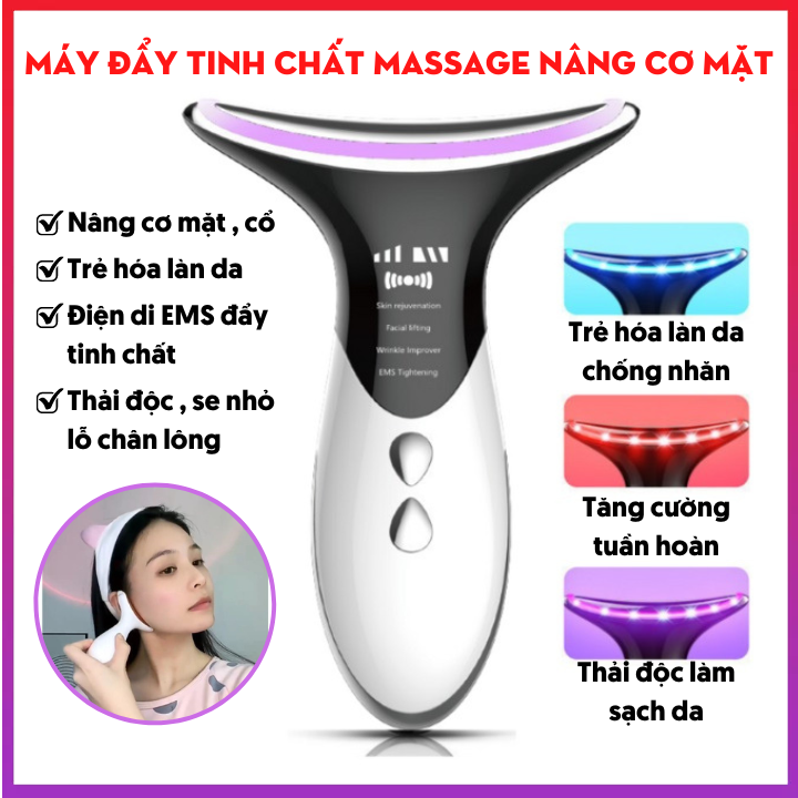 Máy đẩy tinh chất massage nâng cơ mặt kết hợp điện châm ems 4d korea xóa nếp nhăn và trẻ hóa làn da - bảo hành 12 tháng