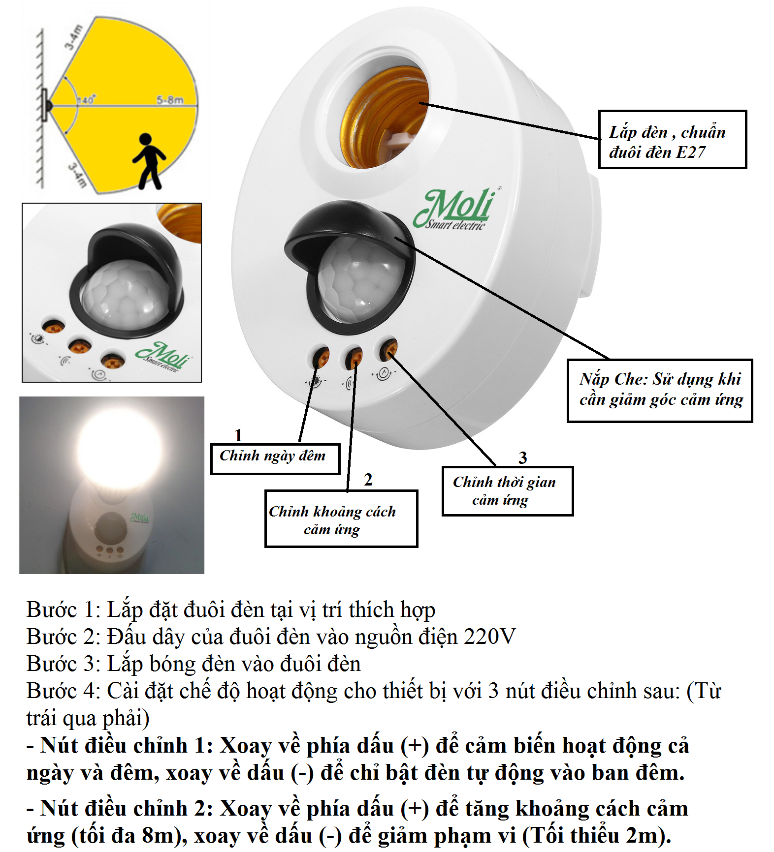 Đuôi đèn cảm ứng chính hãng siêu nhạy