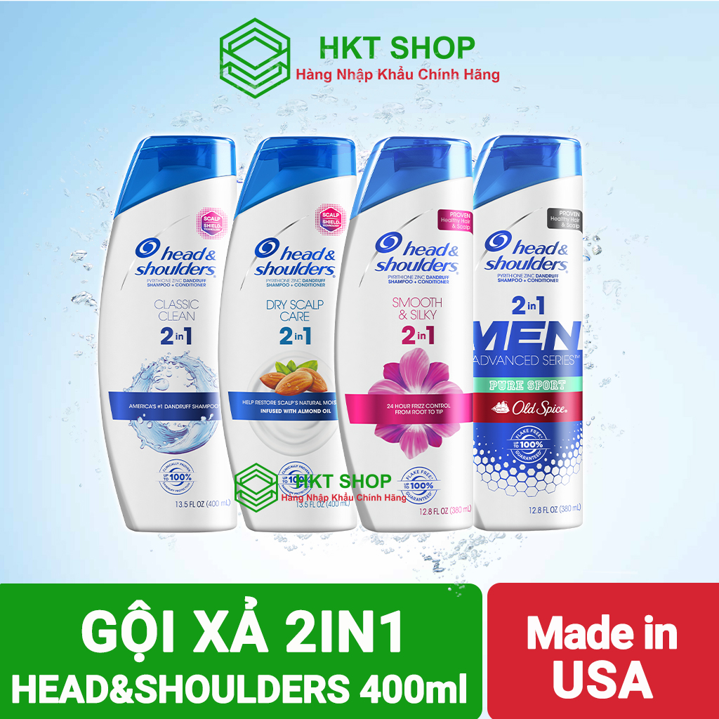 [USA] Dầu gội ngăn ngừa gàu Head&Shoulders 2IN1 400ml - HKT Shop