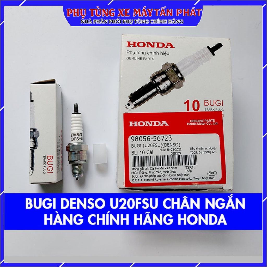 Bugi denso u20fsu chân ngắn xe máy chính hãng honda dành cho dream, wave ,wave rs , wave s, future 1 jupiter, sirius