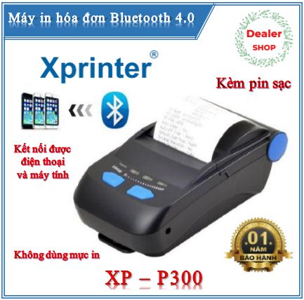 Máy in hóa đơn nhiệt mini Xprinter XP-P300 (k58, Bluetooth, di động, máy tính)