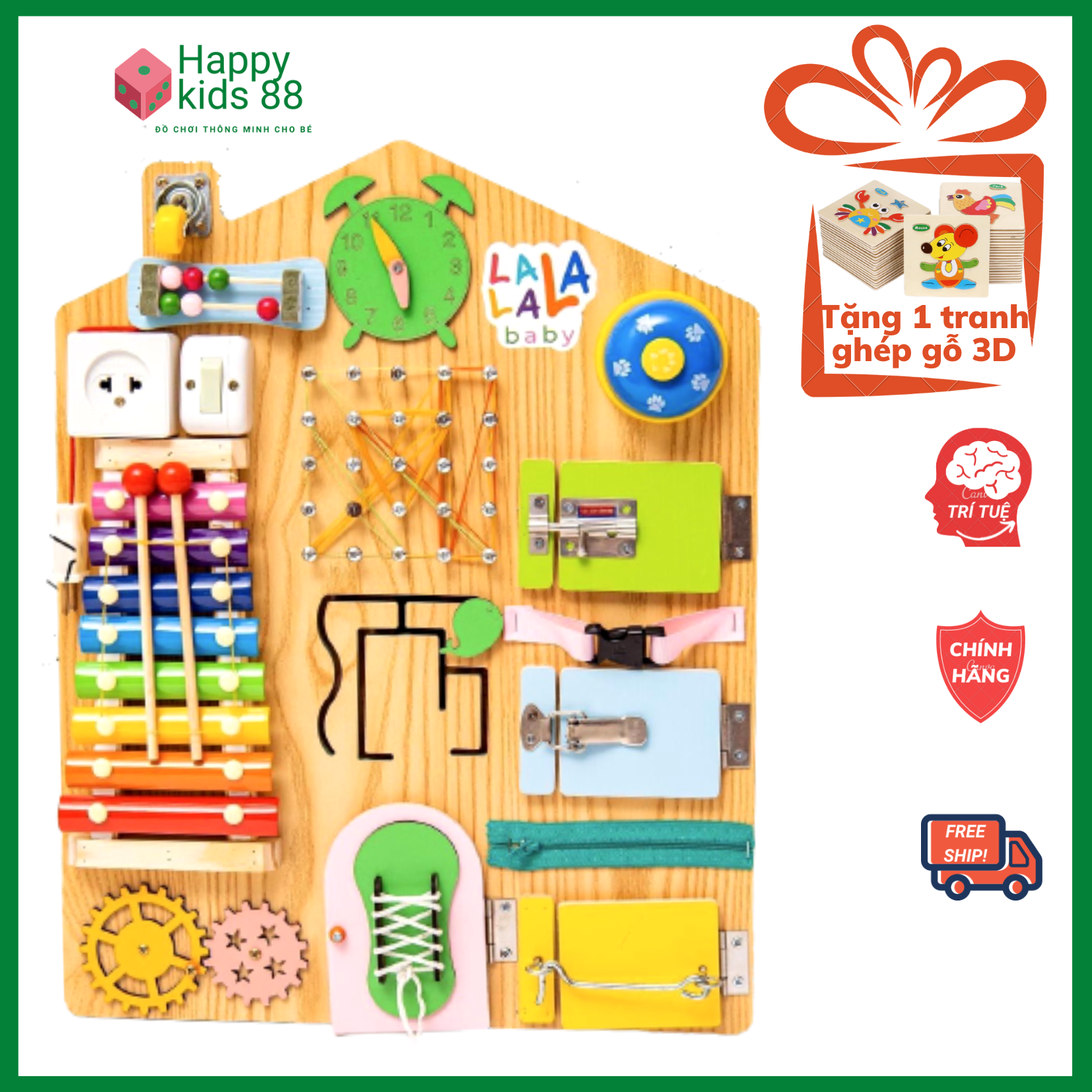[HCM] Bảng bận rộn BUSY BOARD chính hãng Lalala bayby Đồ chơi trẻ em bằng gỗ thông minh đồ chơi giáo dục đầu đời phát triển trí não bé