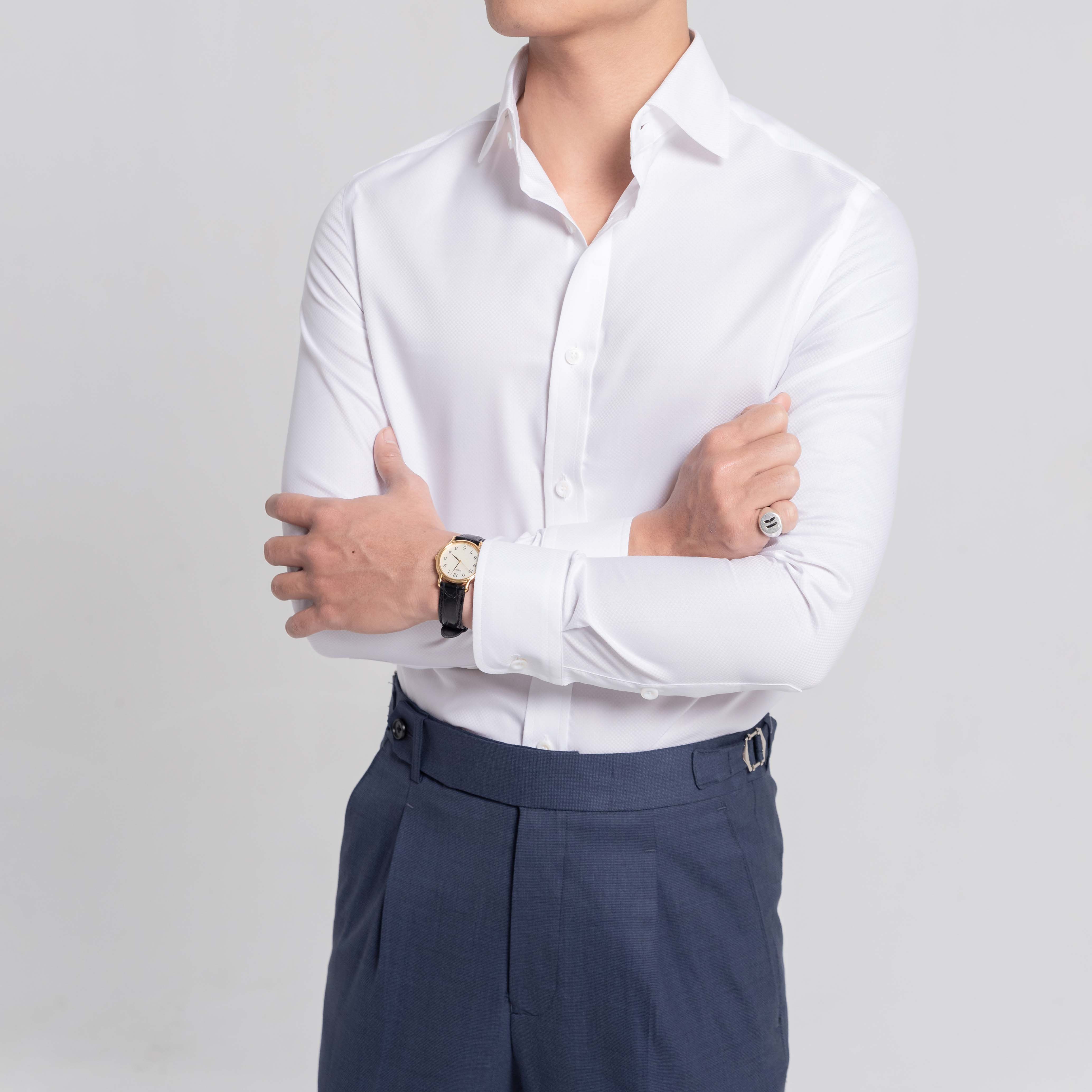 Áo Sơ Mi Trắng Basic KILEE ASM022 - 100% Cotton cao cấp tháng mát, thấm hút mồ hôi,màu sắc sang trọng. Tặng hộp đựng chính hãng, sơ mi công sở, sơ mi trắng, sơ mi cao cấp - KILEE