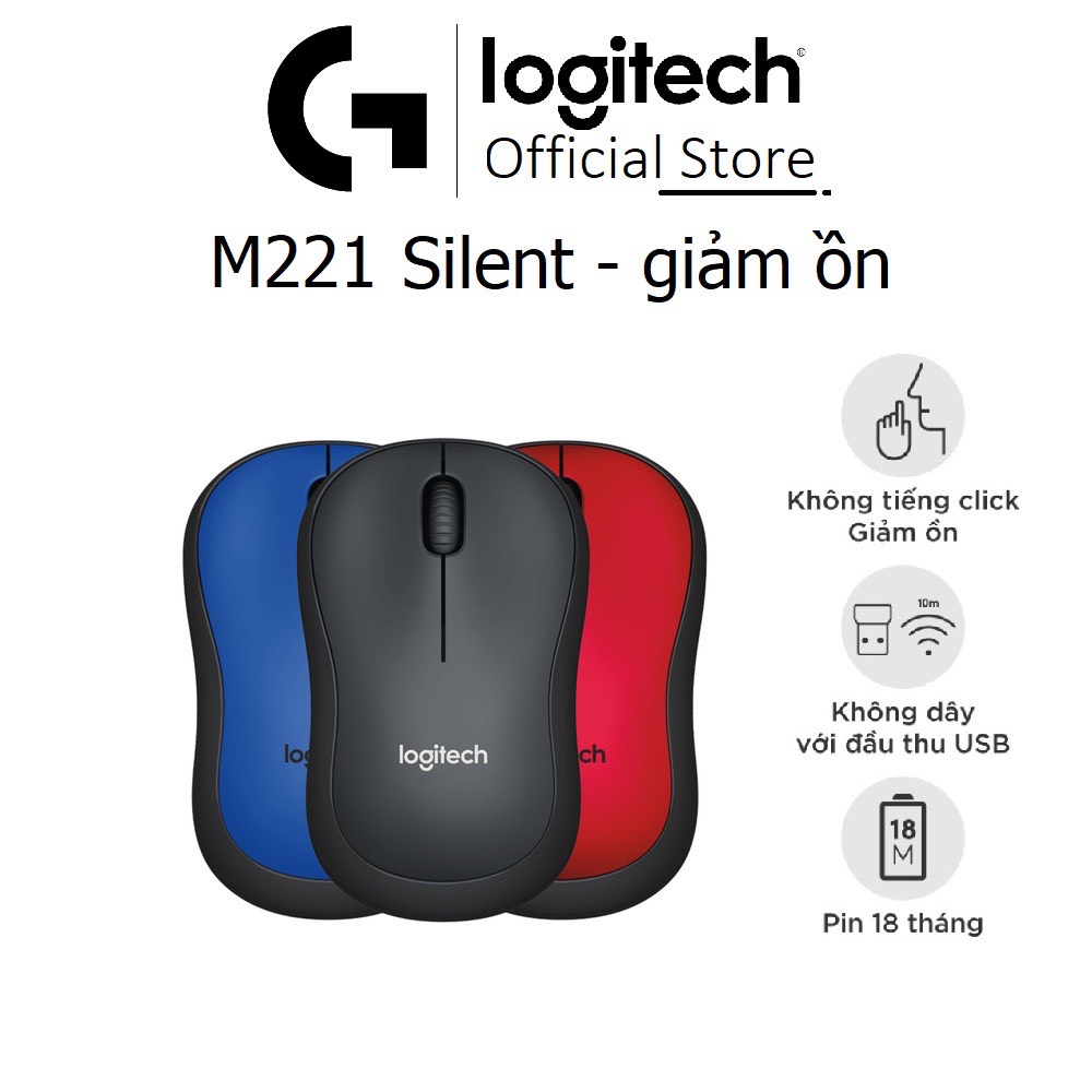 Chuột Logitech M221 Silent Plus Không dây Wireless
