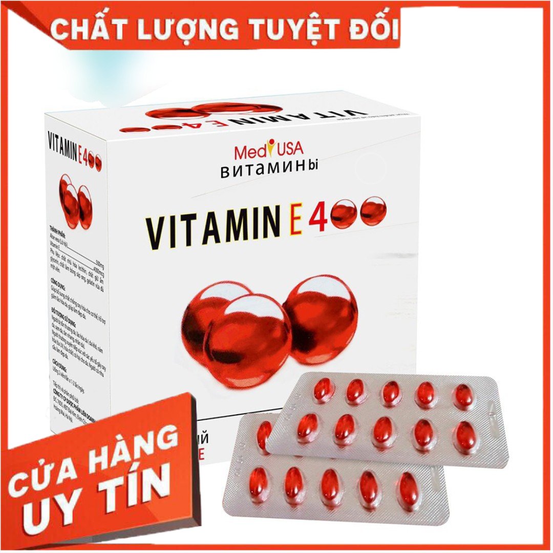 Hộp 100V Vitamin E 400 Đỏ Nga Ngăn Ngừa Lão Hóa Da - Mờ Thâm Nám - Bật