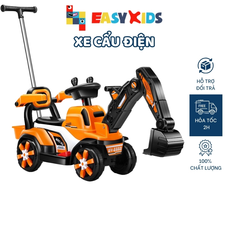 Xe cẩu điện cho bé cỡ lớn có thể tiến lùi điều chỉnh cần múc phù hợp trẻ em 2 - 6 tuổi