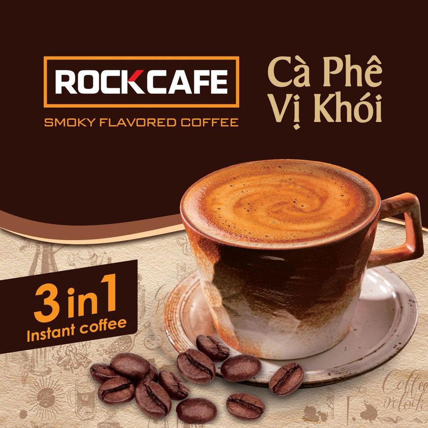 RockCafe - Cà phê vị khói 3 trong 1 Hộp 12 gói x 20gr