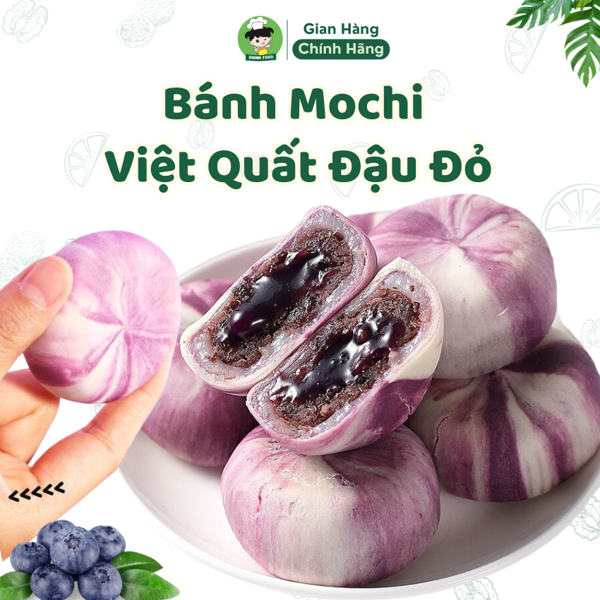 Bánh Mochi Việt Quất Đậu Đỏ Không Đường Shin Food Mềm Dẻo Thơm Ngon, Bánh Mochi Khoai Mỡ Ăn Kiêng Giảm Healthy