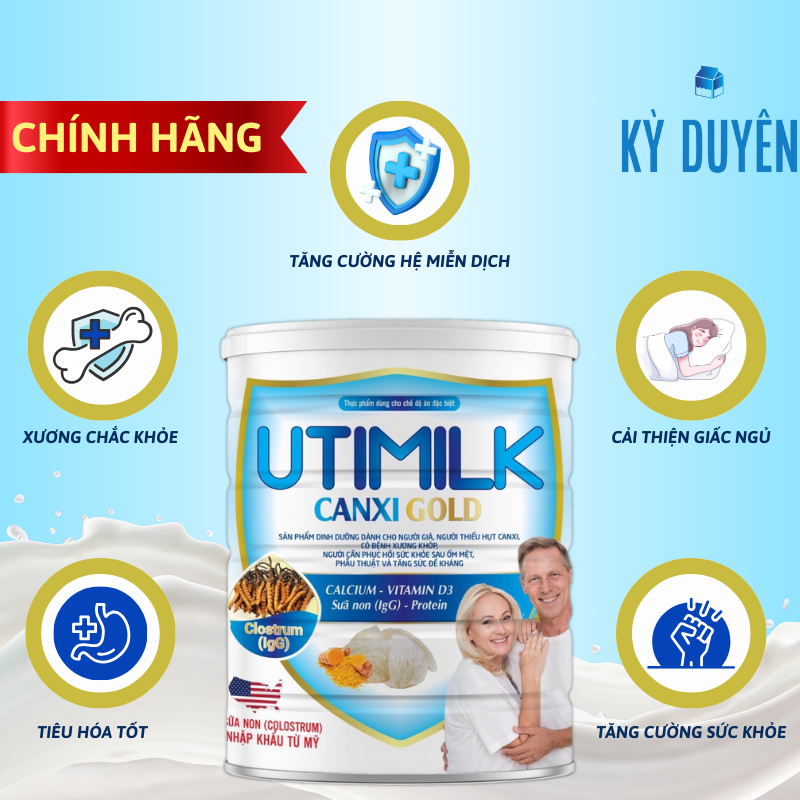 Sữa Canxi Gold Ultimilk - VIETNAM24H -  Canxi cao, tổ yến, đông trùng hạ thảo, nghệ Nano Curcumin lon 900g