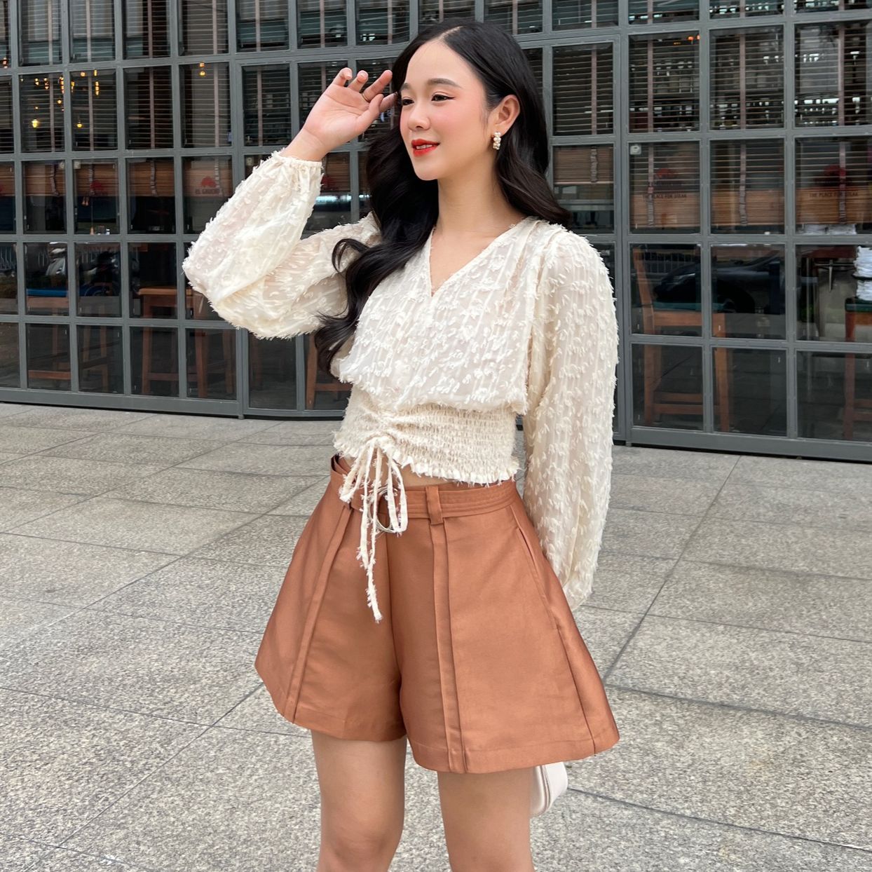 Olv - áo bonnie top in cream