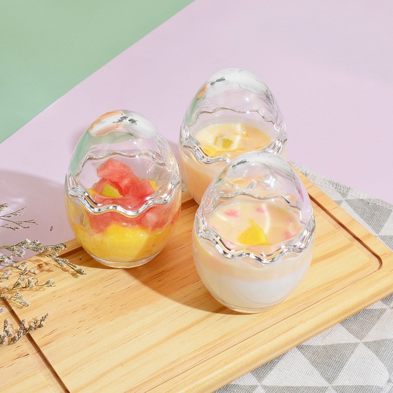 Hũ thuỷ tinh hình trứng làm bánh pudding, sữa chua cho bé