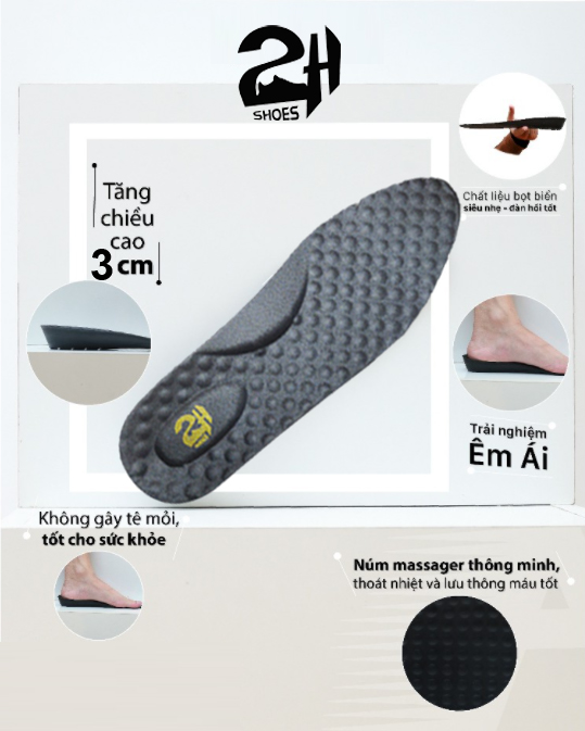 Miếng Lót Độn Đế Giày Đệm Khí Tăng Chiều Cao SHOES 2H ( 3cm)