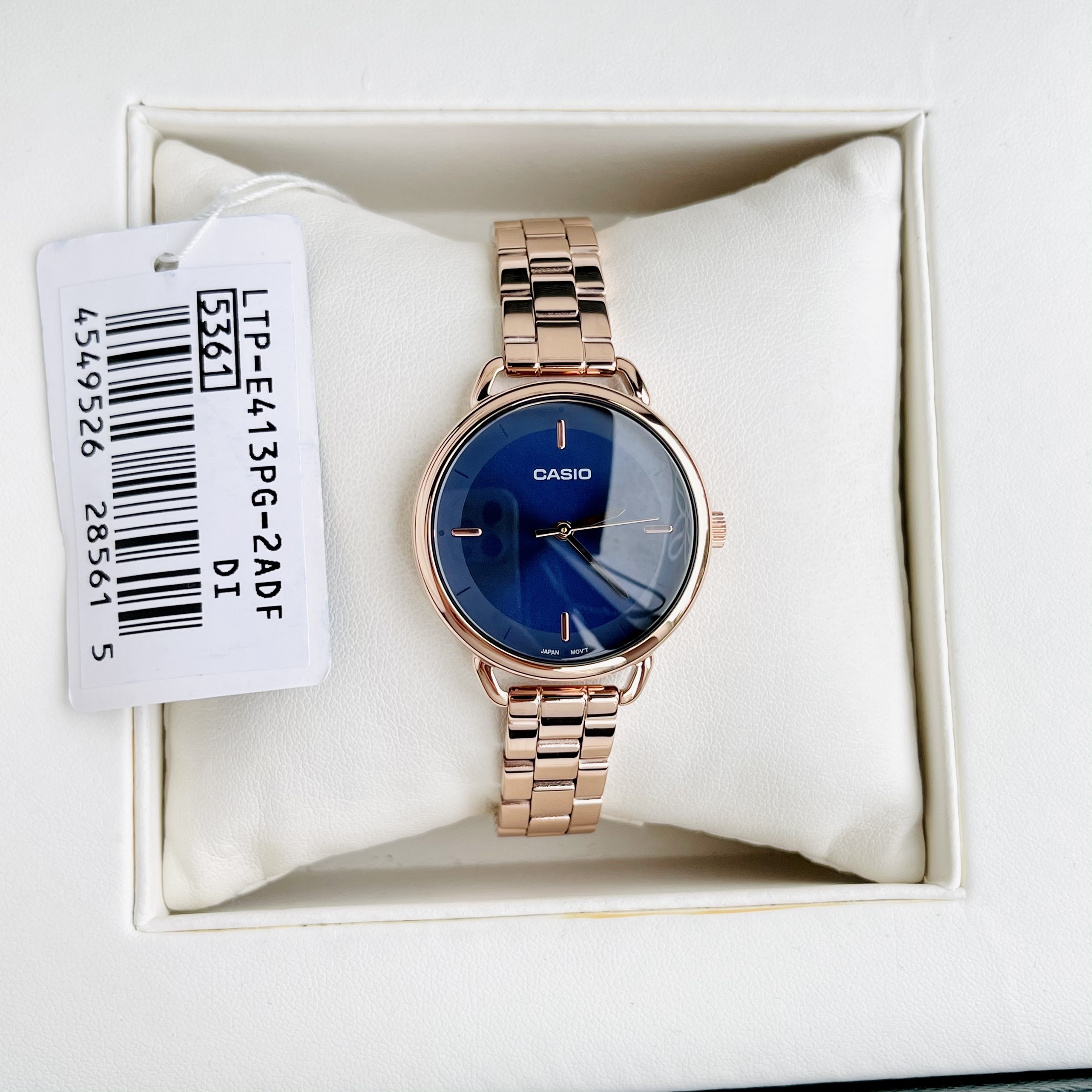 Đồng hồ nữ casio ltp e413pg-2a dây thép vàng hồng bảo hành 1 năm