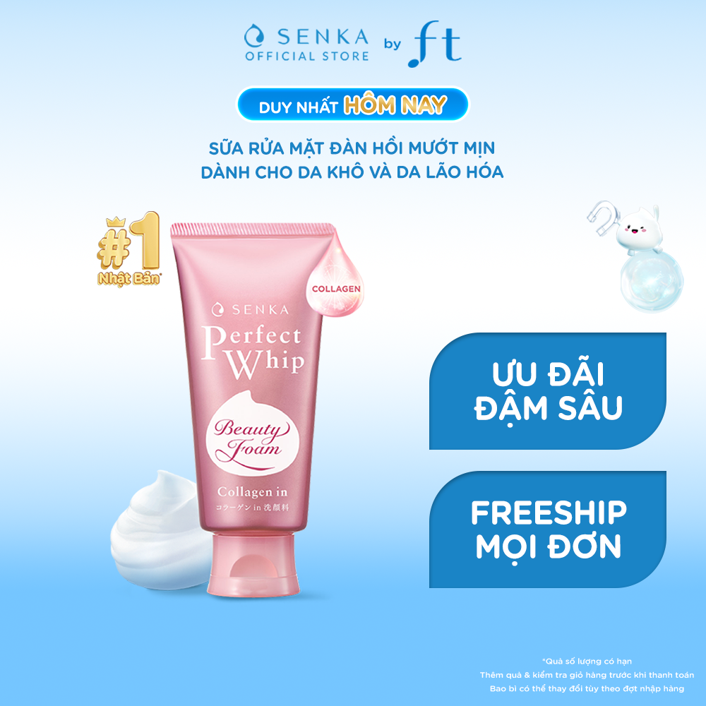 Sữa rửa mặt đàn hồi mướt mịn SENKA PERFECT WHIP COLLAGEN IN 120G