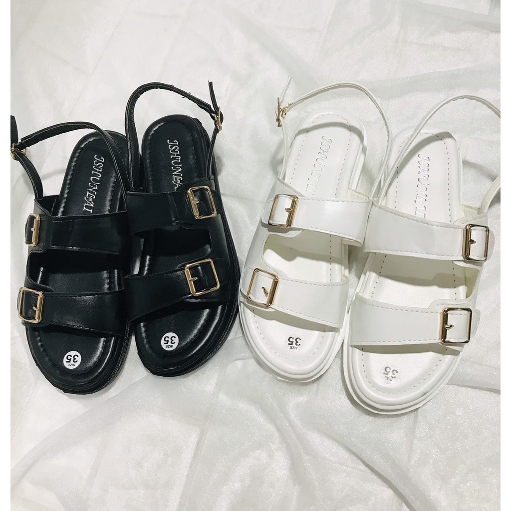 Dép nữ - Sandal nữ 2 quai khoá vuông đế 4cm siêu nhẹ