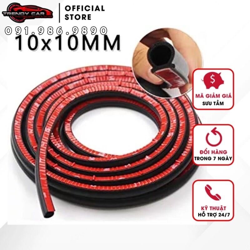 Cuộn 5 m Gioăng cao su chữ D nhiều kích thước loại D 10, D 12, D 15 với keo 3M siêu dính - chống ồn chống bụi hiệu quả