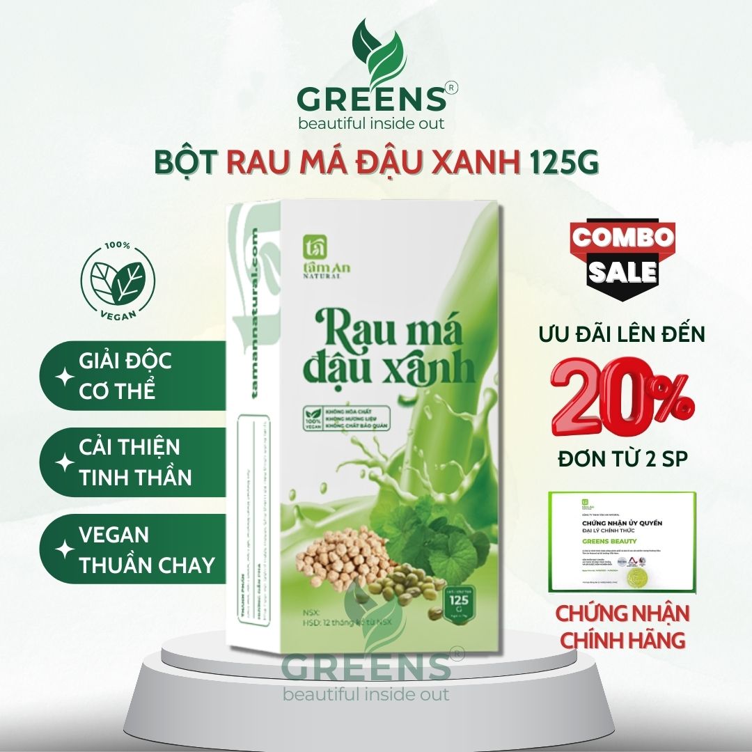 Bột đậu xanh rau má tâm an - thanh nhiệt, giải độc cơ thể, đẹp da | greens beauty