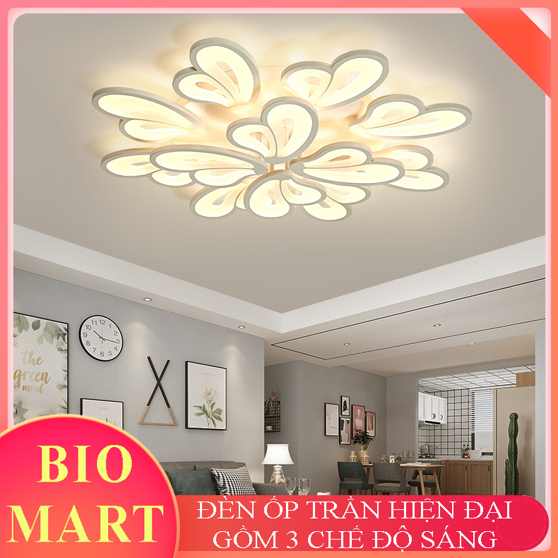 Đèn Ốp Trần Trang Trí – Đèn Áp Trần Trang Trí Phòng Khách, Gồm 3 Chế Độ Ánh Sáng, Có Điều Khiển Từ Xa Tiện Dụng – BIO143