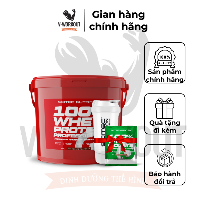 Whey protein|100% whey protein professional 5000 chocolate | whey protein tăng cơ và duy trì cân nặng | scitec nutrition