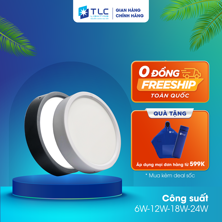  Đèn Ốp Trần Tròn Trắng TLC LIGHTING 6W 12W 18W 24W Bảo Hành 1 Đổi 1 Trong 2 Năm 