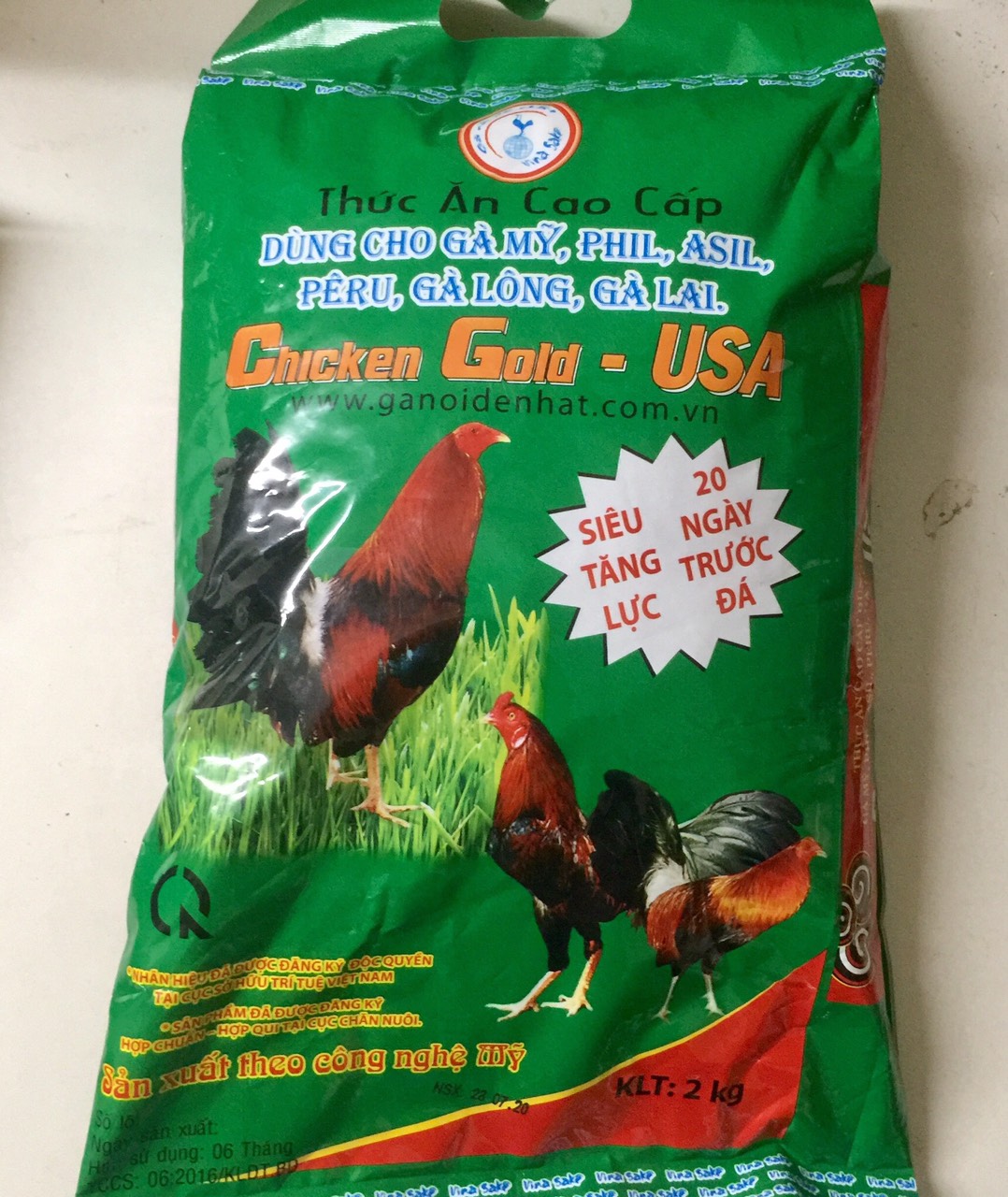 CÁM GÀ CHỌI CHICKEN GOLD USA  - THỨC ĂN CHO  GÀ Mỹ, Asil, Peru...2 Kg