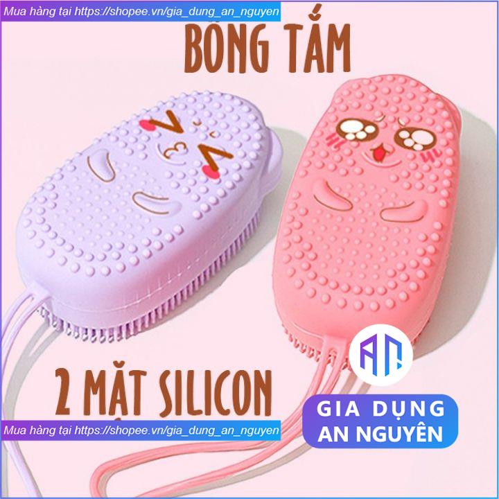 Bông tắm bọt biển silicon tạo bọt kỳ ghét cọ chà lưng tẩy tế bào da chết miếng mút 2 mặt lông siêu mềm