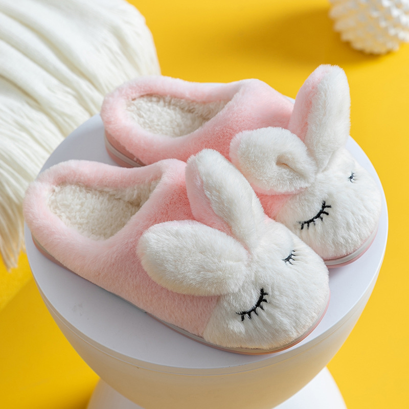 Dép bông tai thỏ dễ thương [H60] Dép bông hình thỏ cho mùa đông ấm áp, kiểu dáng cute thời trang - QUYÊN  SHOES