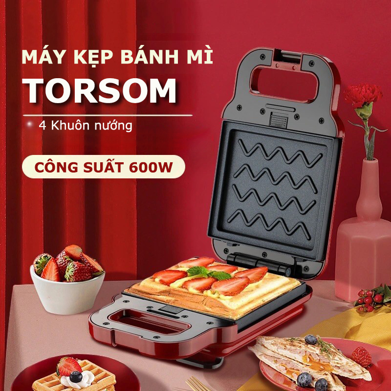 [HÀNG LOẠI 1] (4 KHUÔN) Máy Nướng Bánh Mì Kẹp TORSOM - Máy Làm Bánh Mỳ Sandwich - Máy Làm Bánh Hình Thú Mini - Máy Rán Trứng Làm Đồ Ăn Sáng - Máy Nướng Thịt 2 Mặt - Máy Làm Bánh Hotdog Nhật Bản Không Dính - Lò Nướng