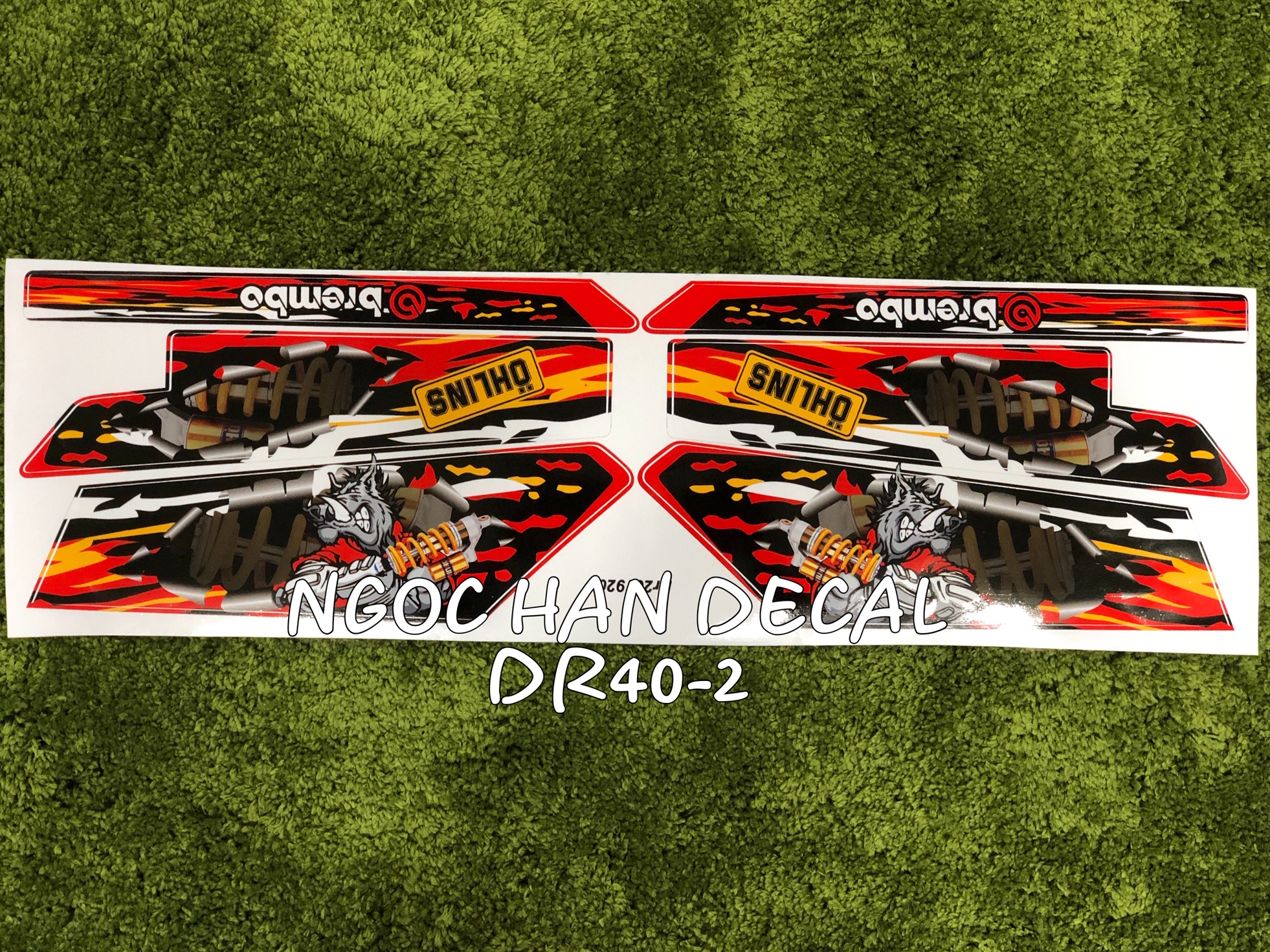 Tem chế nguyên bộ Heo Rừng Ohlins màu đỏ cho Dream -- Ngọc Hân Decal