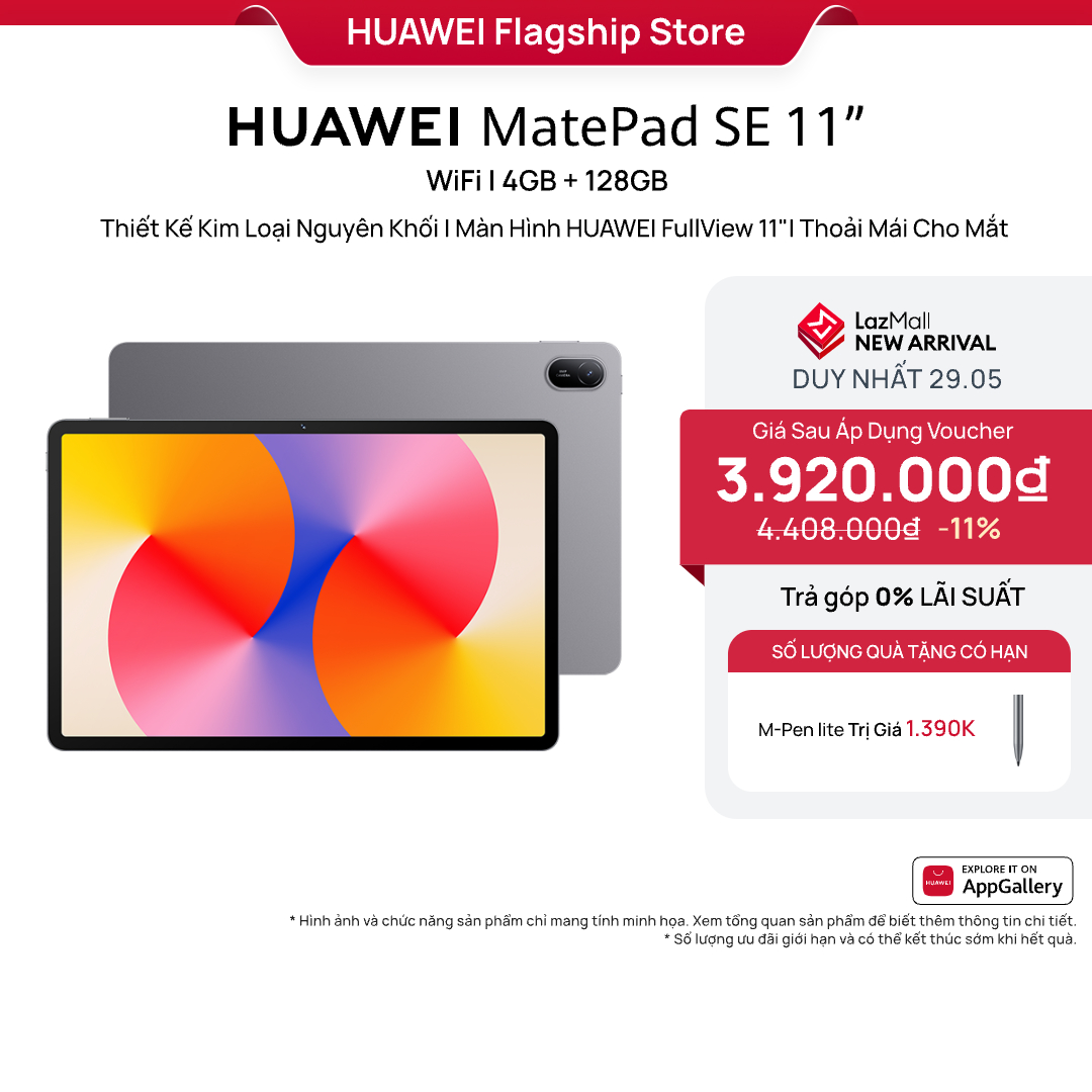 [DUY NHẤT 29.5] Máy tính bảng HUAWEI MatePad SE 11”|Thiết Kế Kim Loại Nguyên Khối||Màn Hình HUAWEI FullView 11" Thoải Mái Cho Mắt|Pin Mạnh Mẽ 7700 mAh