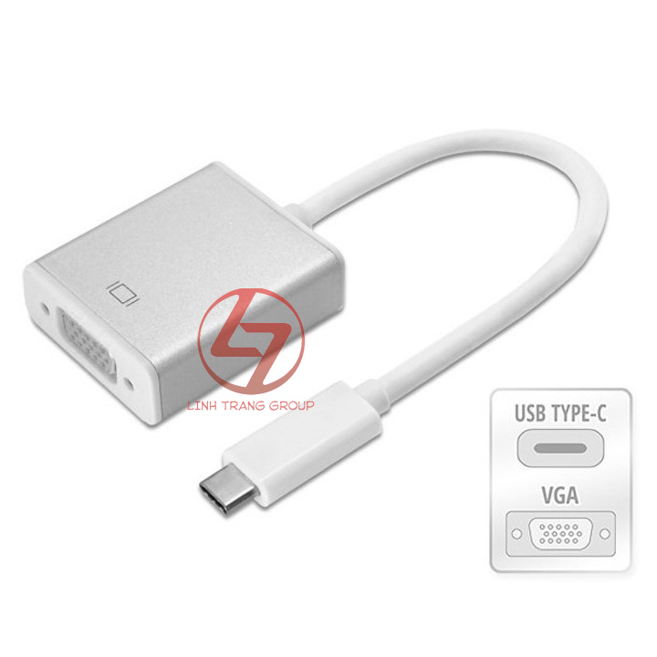 Cáp chuyển USB type-C ra VGA vỏ nhôm cao cấp hỗ trợ 4K - PK31