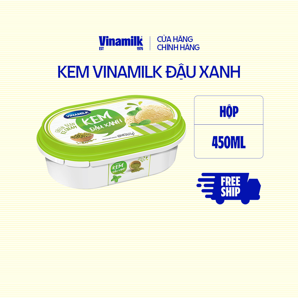 [CHỈ GIAO TRONG BÁN KÍNH 5KM] 2 Thùng Kem Hộp Vinamilk Đậu Xanh Hộp 450ml - 4 hộp/Thùng