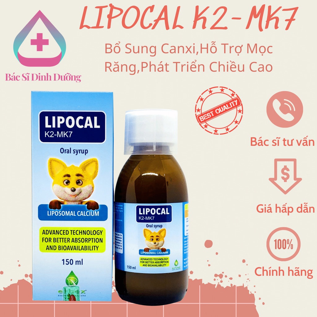 Lipocal k2-mk7 - bổ sung canxi,hỗ trợ mọc răng,phát triển chiều cao