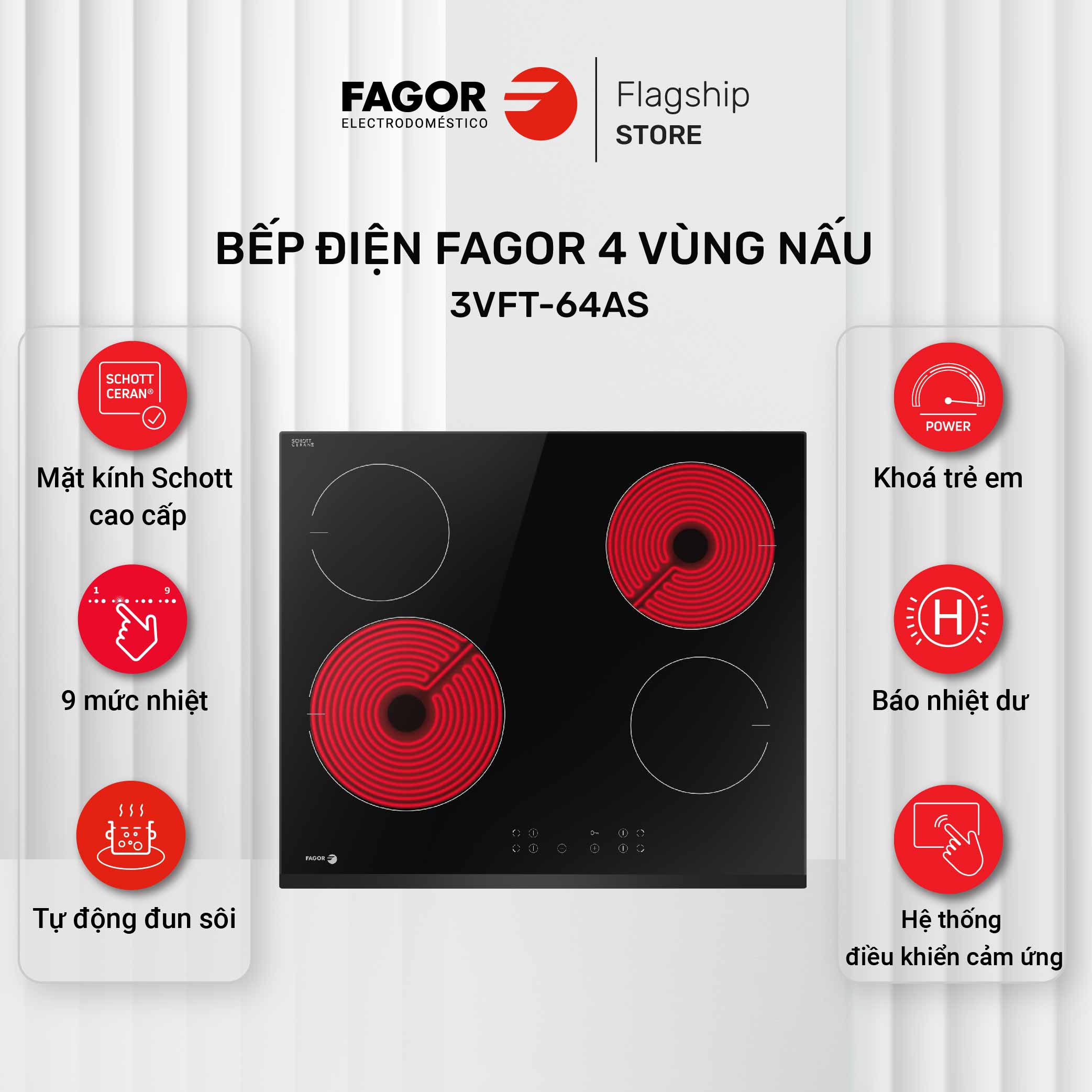 Bếp điện FAGOR 4 vùng nấu Fagor 3VFT-64AS (301.0001)
