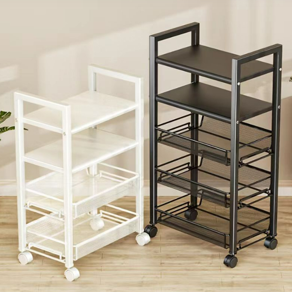 Kệ đa năng 3/4 tầng để đồ nâng cấp bằng sắt, kệ bánh xe lưới sắt tĩnh điện kiểu mới