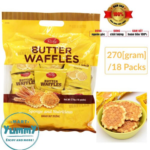 Bánh bơ trứng Butter Waffles Richy 270 gram (18 packs) , Bánh Butter Waffles Richy 270 gram
