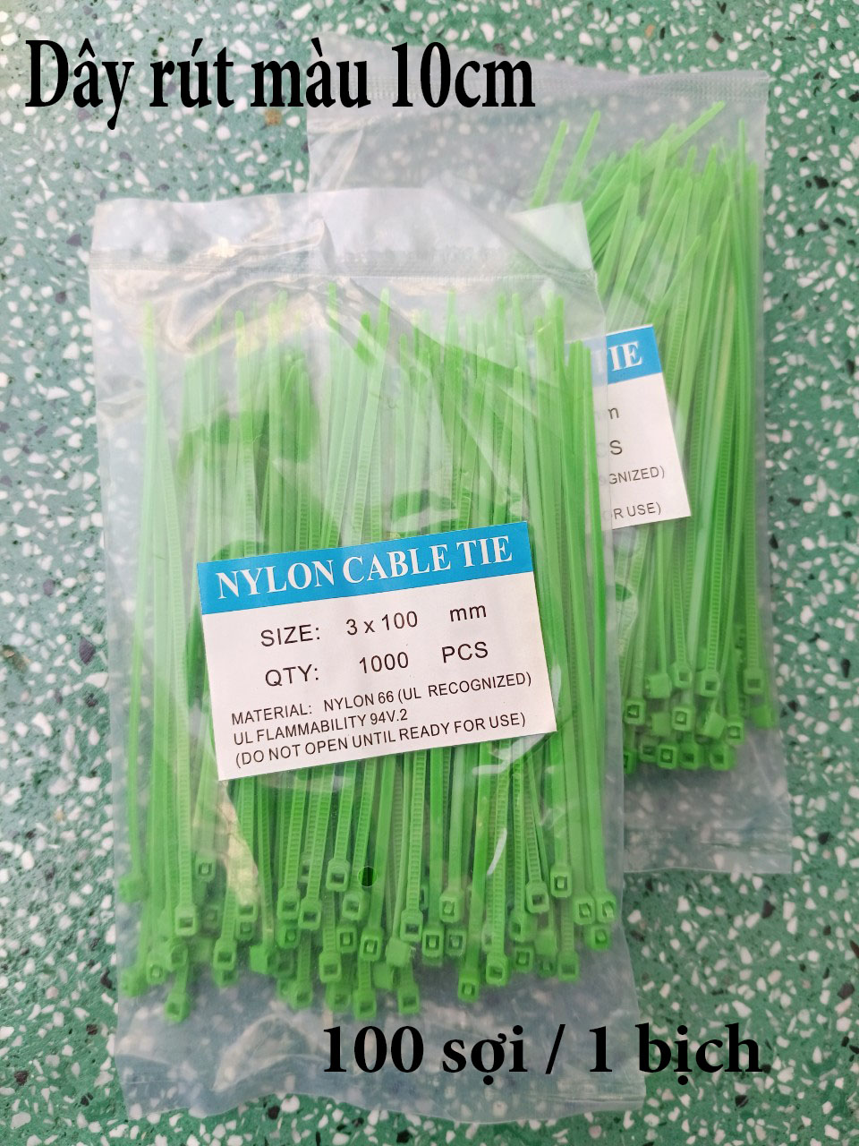 Dây rút nhựa màu 10 cm vi125, 100 sợi 1 bịch