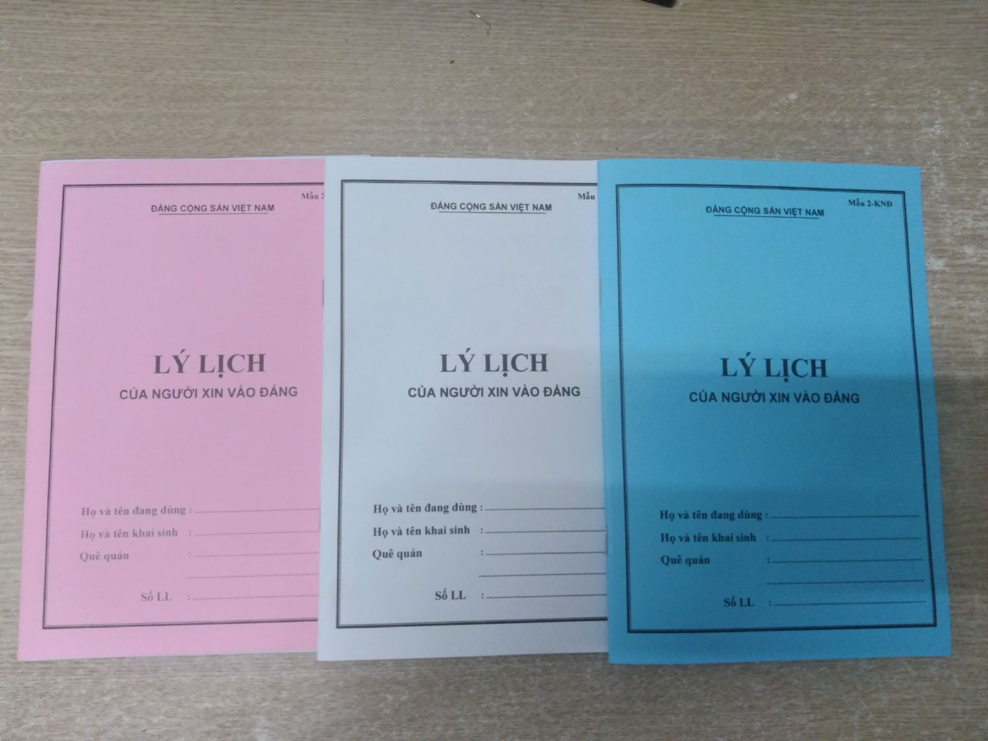 Combo 5 Quyển lý lịch của người xin vào Đảng mẫu 2-KNĐ