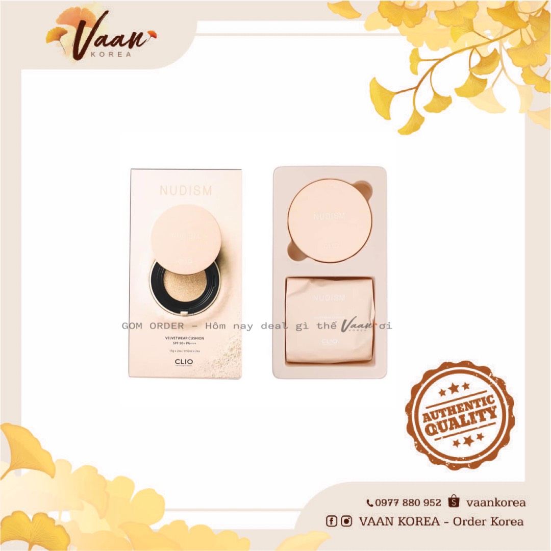 Phấn nước CLIO Nudism Velvetwear Cushion kèm lõi