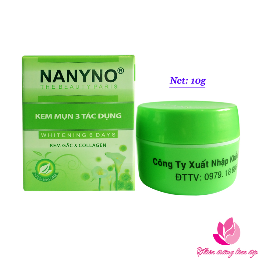 Kem Mụn 3 tác dụng Kem gấc và Collagen NANYNO 10g
