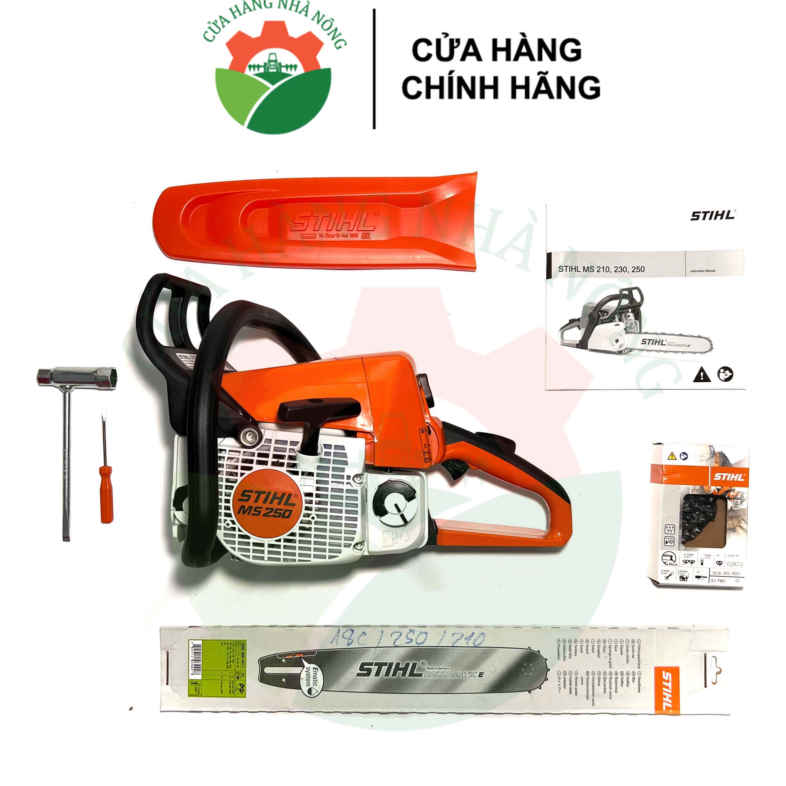 [TẶNG 3 CHAI NHỚT KAVI MALAYSIA 200ML] Máy cưa xích STIHL MS 250 chính hãng (Đã bao gồm sên lam + Khuyến mãi)