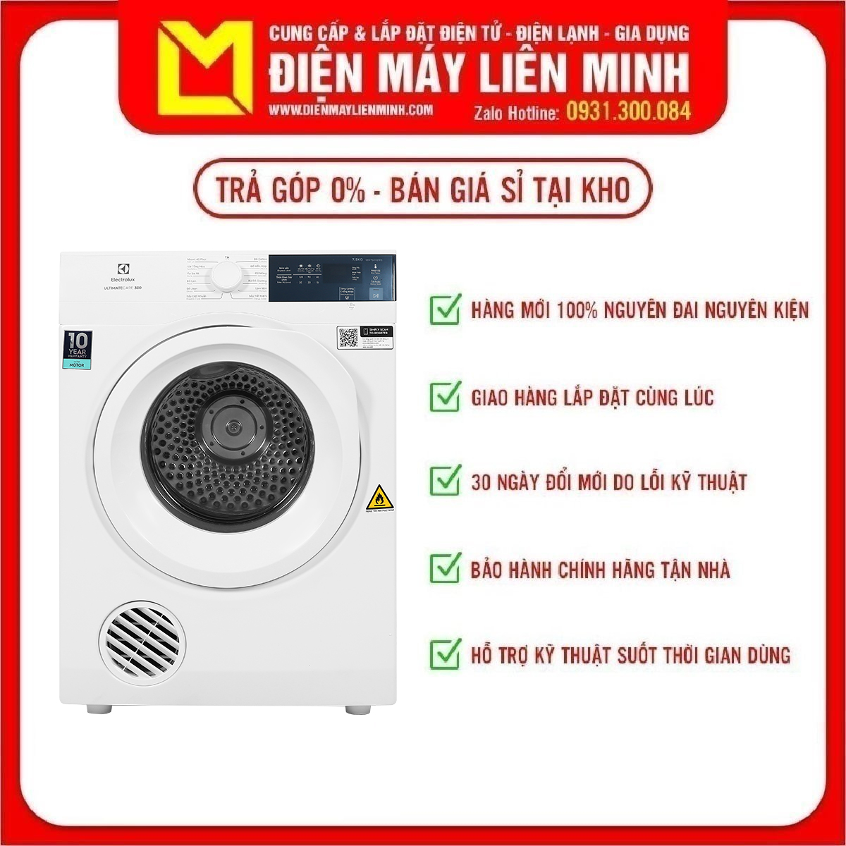 Máy sấy thông hơi Electrolux 7.5 kg EDV754H3WB Mới 2022 Hẹn giờ sấy, Cảm biến khối lượng Smart Sensor, Úp ngược đặt trên máy giặt tiết kiệm diện tích - giao hàng miễn phí HCM