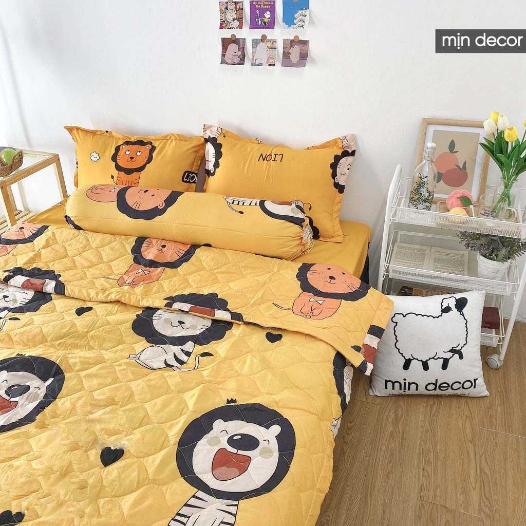 Bộ chăn ga gối Cotton 3D Mịn Decor - Bộ ga giường CHĂN TRẦN bông mùa hè mềm mịn MIỄN PHÍ bo chun