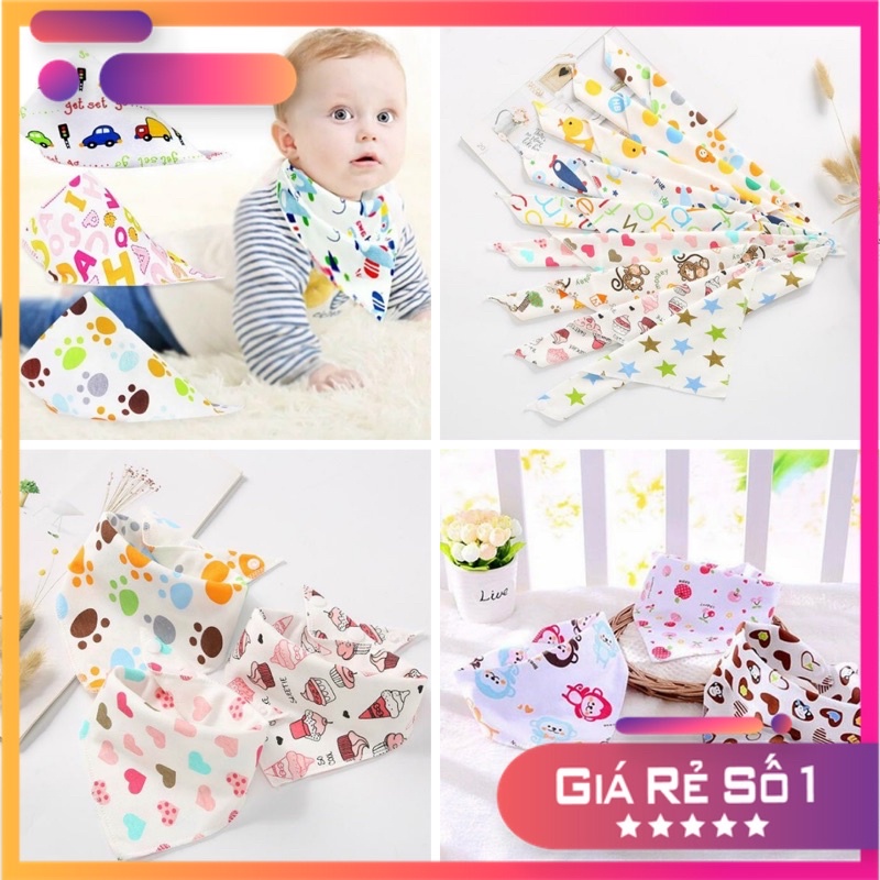 Yếm ăn dặm cotton cài nút cho bé yếm ăn cho bé
