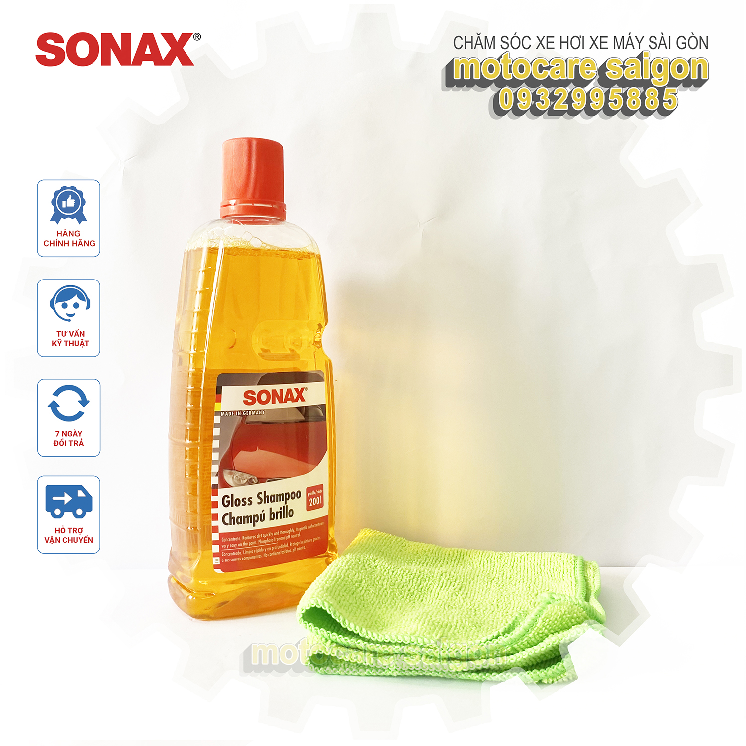 Nước rửa xe sonax đậm đặc chai 1L, dung dịch rửa xe sonax sản phẩm đến từ Đức mua kèm khăn lau giao màu ngẫu nhiên để đc giá ưu đãi