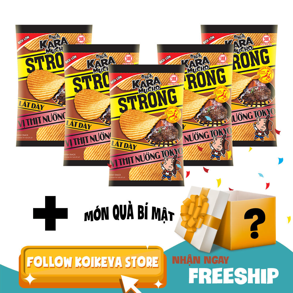 Lốc 5 gói Snack khoai tây Karamucho Strong lát dày vị thịt nướng 44g