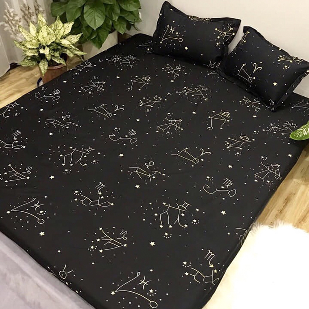 Sét 3 Món Ga Gối, Bộ Ga Gối, Ga Trải Giường, Sét Ga Gối Kích Thước M2/M6/M8/2M2 Chất Cotton Poly Mẫu CUNG HOÀNG ĐẠO (được chọn mẫu)