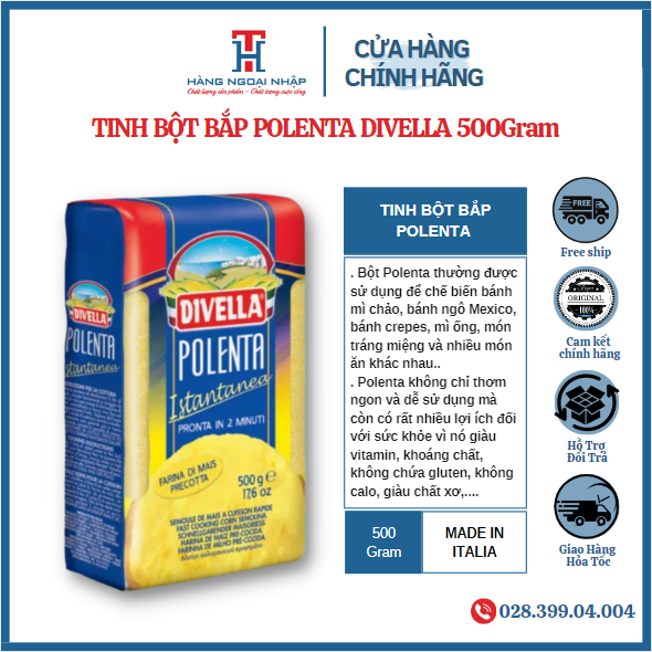Tinh bột bắp polenta divella 500gram